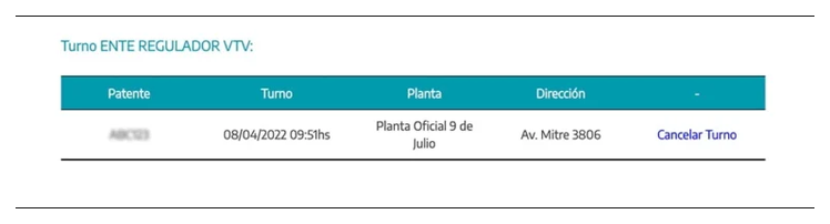 Paso 3 para consultar o cambiar el turno de la VTV en Batán